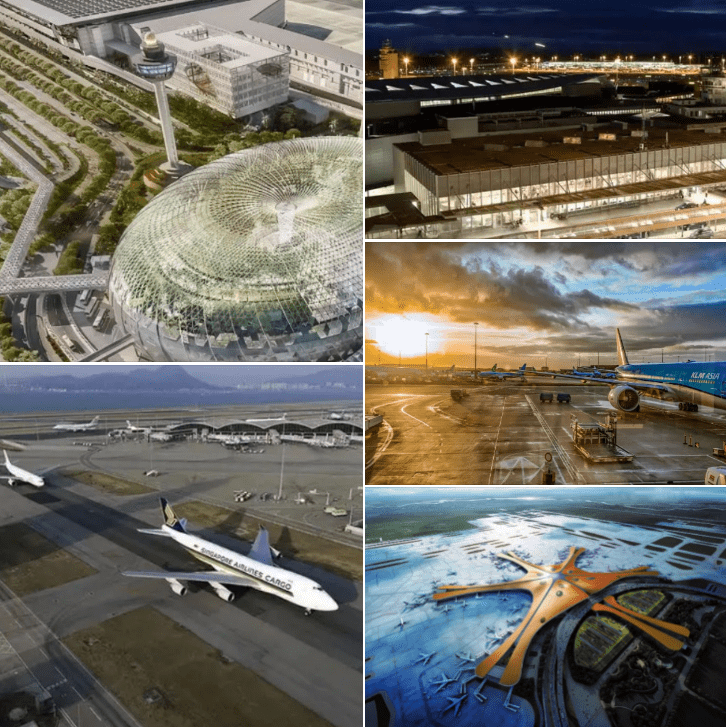 The top 10 airports in the world, the first one being the largest in area, while Beijing International Airport ranks tenth.